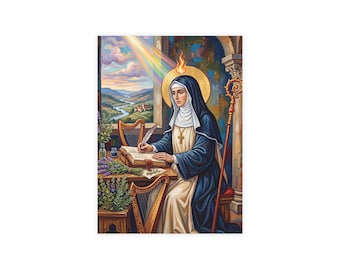 Saint Hildegard of Bingen Holy Card, Doctor of the Church Prayer Card