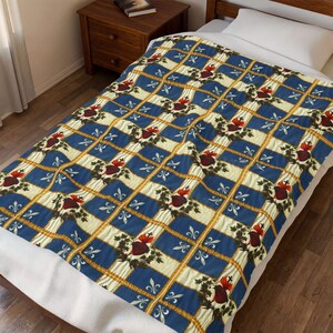 Vendee French Sacred Heart Flag Blanket | Velveteen Plush Blanket image 8