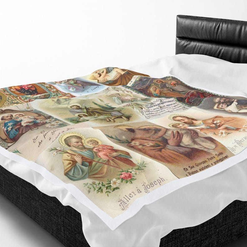 Terror of Demons Blanket, St. Joseph Velveteen Throw, Spiritual Warfare Catholic Gift for Home or Prayer Space image 9