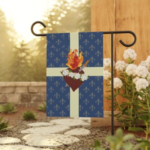 Immaculate Heart of Mary Flag / Garden Banner - French Blue, Catholic Devotion, Outdoor Decor image 12