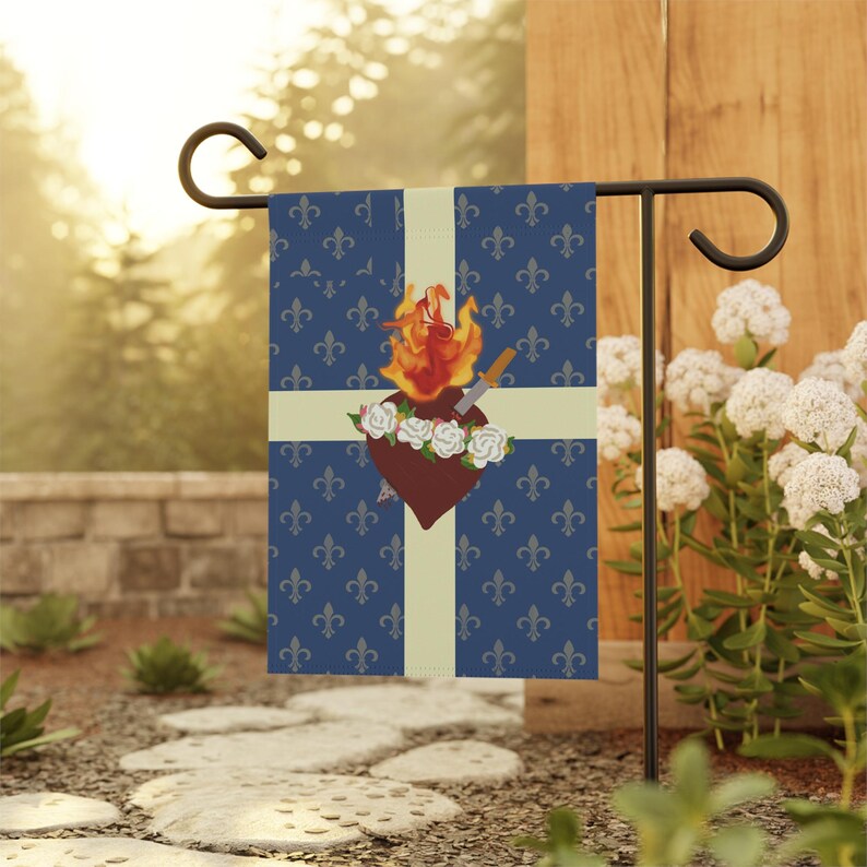 Immaculate Heart of Mary Flag / Garden Banner - French Blue, Catholic Devotion, Outdoor Decor image 12