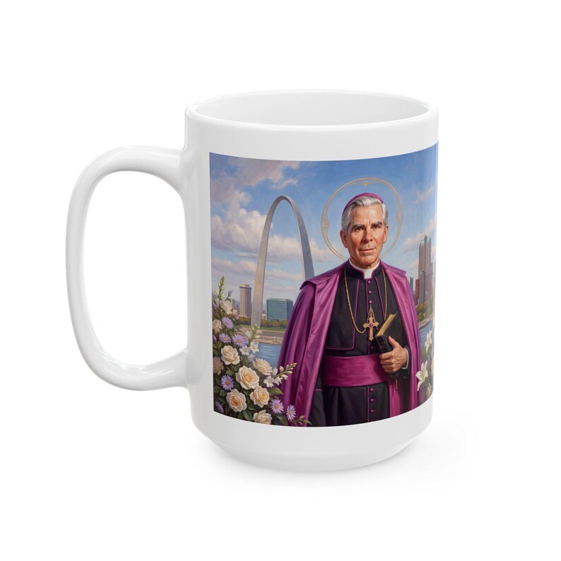 Blessed Fulton Sheen Coffee Mug, Catholic Archbishop Drinkware, Gift for Priest or Catholic Home image 3