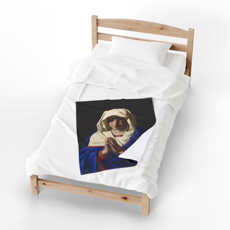 Virgin Mary Prayer Blanket, Catholic Marian Devotional Throw, Our Lady Gift for Mom, Confirmation, Christmas image 12