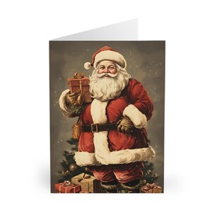 Old Fashioned Santa Christmas Cards 5 Pack, St. Nicholas Catholic Holiday Greeting Cards, Blank Inside with Envelopes image 1