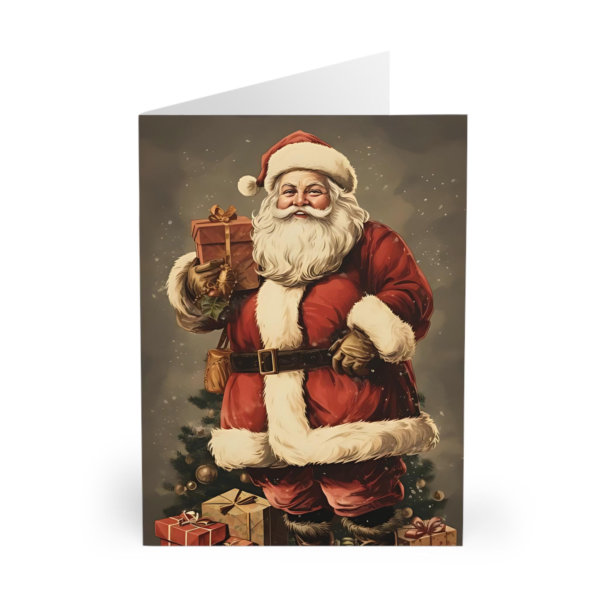 Old Fashioned Santa Christmas Cards 5 Pack, St. Nicholas Catholic Holiday Greeting Cards, Blank Inside with Envelopes