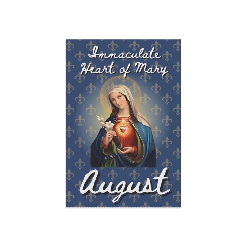 Immaculate Heart of Mary Garden Flag, Catholic Outdoor Banner, Marian Devotional Gift for Mom, Grandma, or Priest image 5
