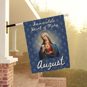 Immaculate Heart of Mary Garden Flag, Catholic Outdoor Banner, Marian Devotional Gift for Mom, Grandma, or Priest image 2