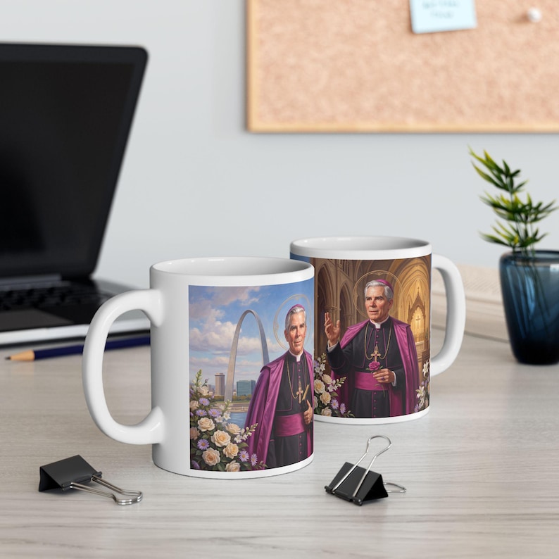 Blessed Fulton Sheen Coffee Mug, Catholic Archbishop Drinkware, Gift for Priest or Catholic Home image 1