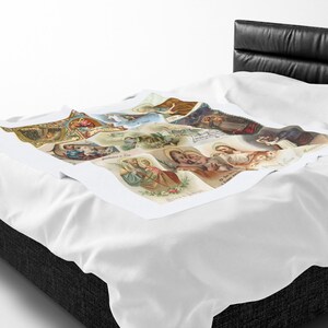 Terror of Demons Blanket, St. Joseph Velveteen Throw, Spiritual Warfare Catholic Gift for Home or Prayer Space image 8