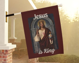 Christ the King Outdoor Banner, Traditional Catholic Yard Flag, Jesus King Garden Decor