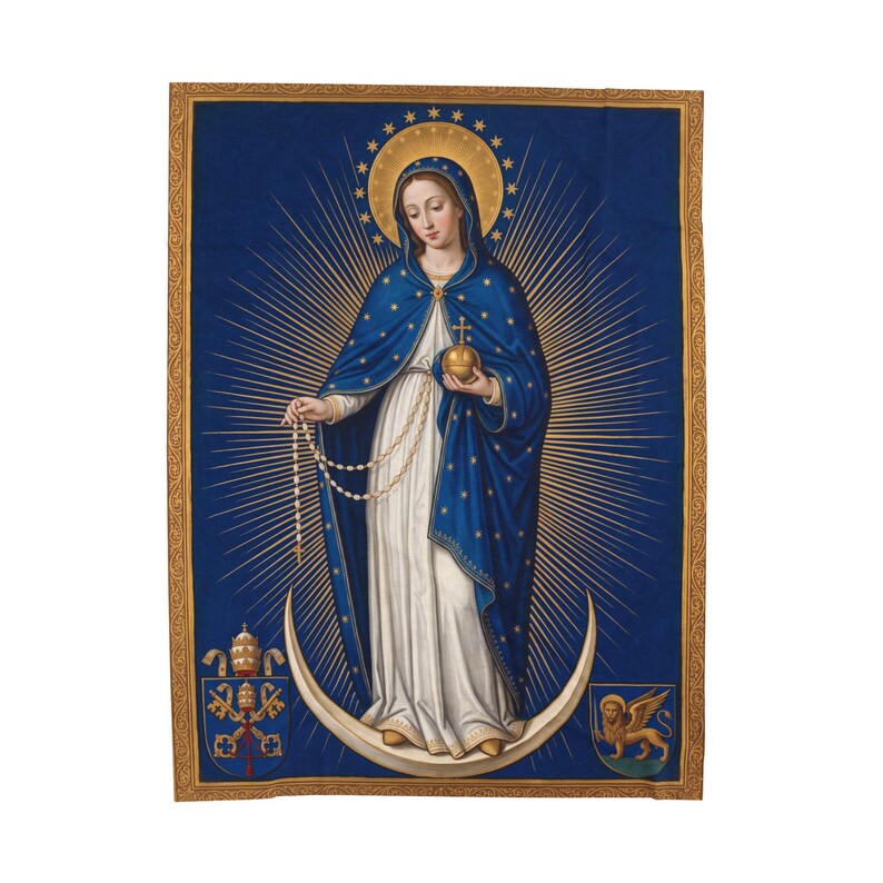Blessed Virgin Mary Birthday Blanket, Nativity of Mary Feast Day Throw, September 8 Marian Gift for Catholic Home image 4