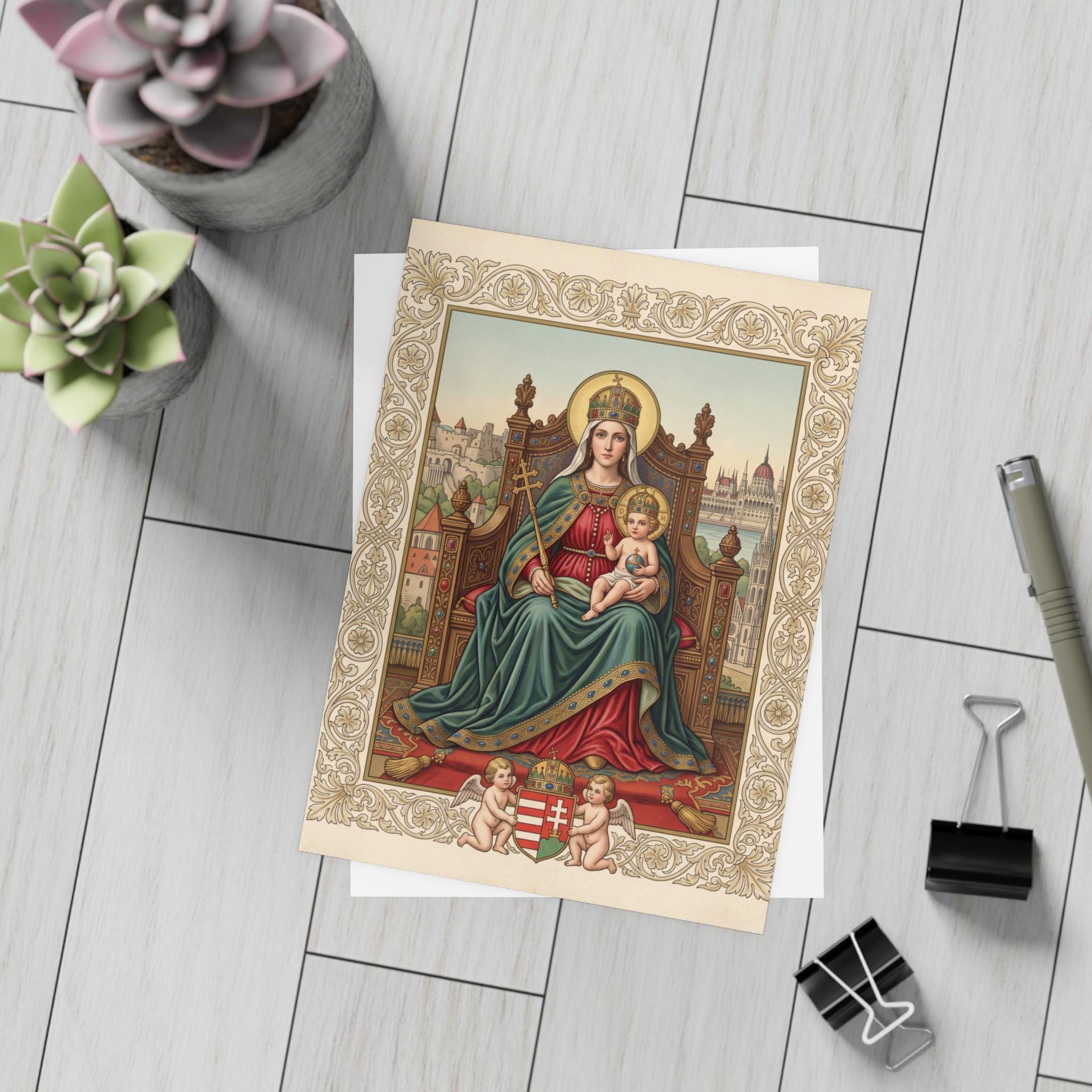 Our Lady of Hungary Note Cards, Marian Devotional Prayer Cards, Catholic Stationery