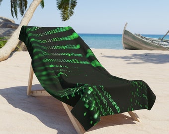 Binary Code Beach Towel - Computer Programming Veteran Gift
