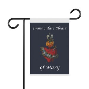 Immaculate Heart of Mary Garden Flag, Catholic Outdoor Banner, Marian Gift for Mom, Prayer Garden or Catholic Home image 2