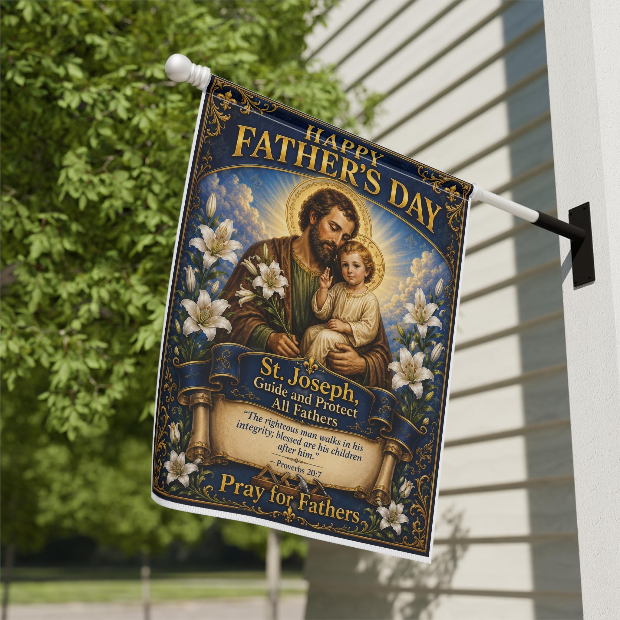 St. Joseph Garden Flag, Catholic Father's Day Gift, Outdoor Devotional Banner for Catholic Home