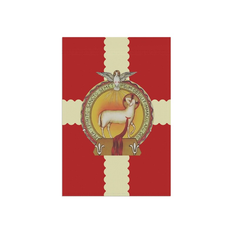 Precious Blood of Jesus Garden Flag, Catholic Lamb of God Outdoor Banner, Sacred Heart Devotional Yard Flag image 4