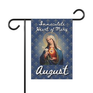 Immaculate Heart of Mary Garden Flag, Catholic Outdoor Banner, Marian Devotional Gift for Mom, Grandma, or Priest image 3
