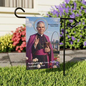 Blessed Fulton Sheen Garden Flag, Catholic Outdoor Yard Banner, Priest or Confirmation Gift for Catholic Home image 5