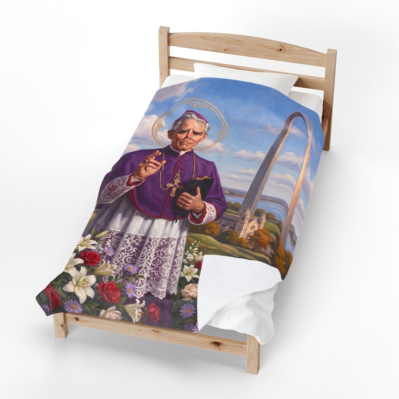 Blessed Fulton Sheen Velveteen Blanket, Soft Catholic Throw, Gift for Prayer Corner or Home image 12