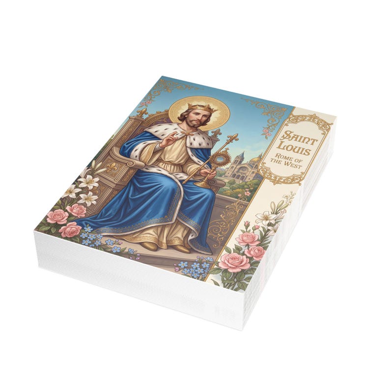 Saint Louis Note Cards, Traditional Catholic Stationery, King Louis IX Devotional Gift, Fulton Sheen Beatification 2026 image 11