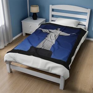 Cristo Redentor Río Brasil Jesús Manta (EE.UU.) Felpa Velveteen, Regalo Católico, Regalo de papá, Día del Padre, Colgante de pared adecuado