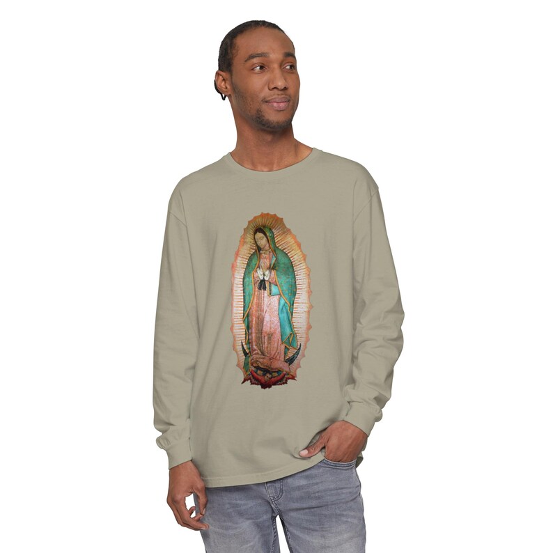Our Lady of Guadalupe Long Sleeve Shirt, Catholic Gift for Him or Her, Marian Devotional Apparel image 4