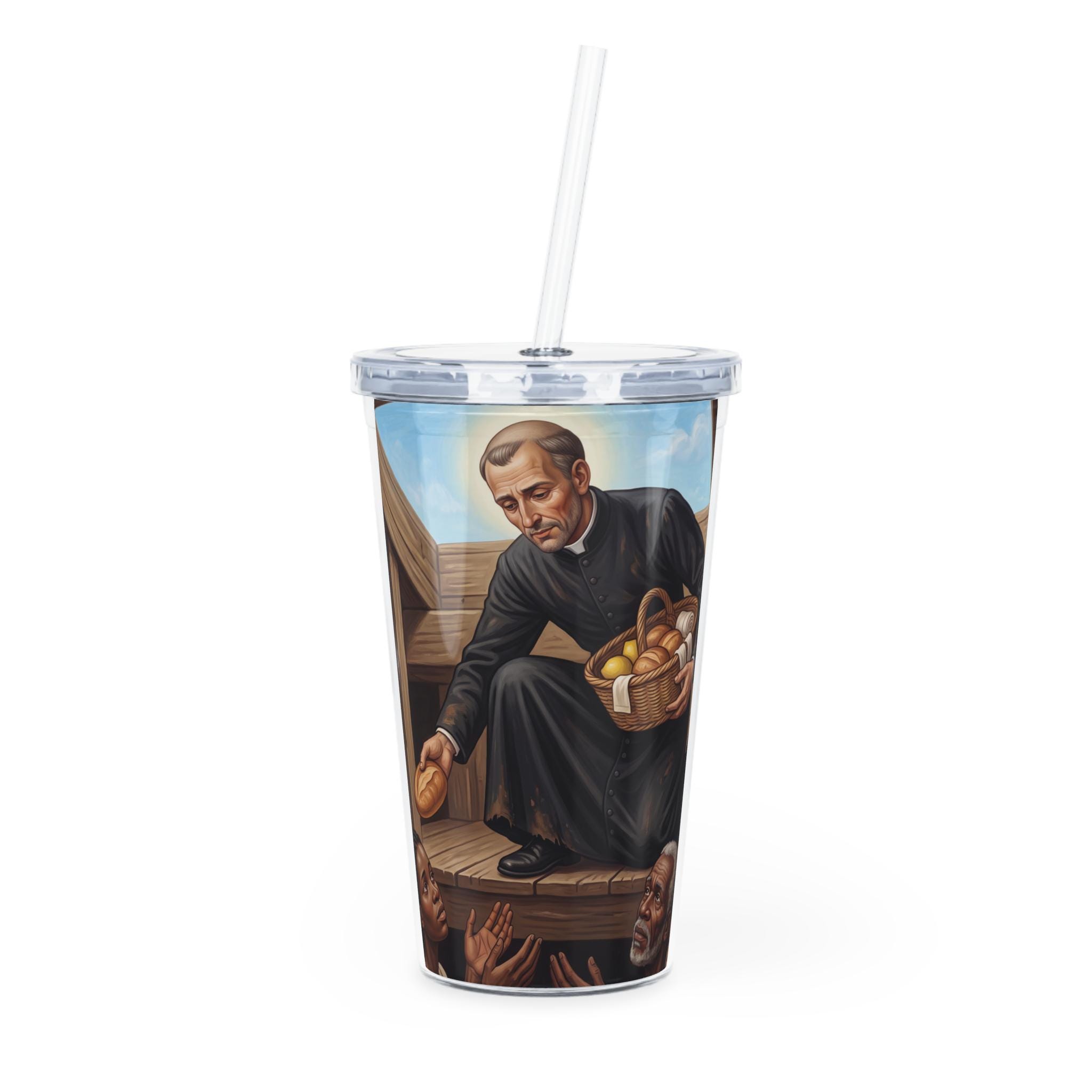 Tumbler with Straw, Saint Peter Claver Catholic Gift, Jesuit Missionary Patron Saint Drinkware
