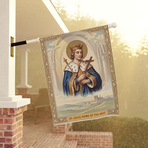 Saint Louis Rome of the West Garden Flag, Traditional Catholic Outdoor Banner, Devotional Royal Saint Decor image 9