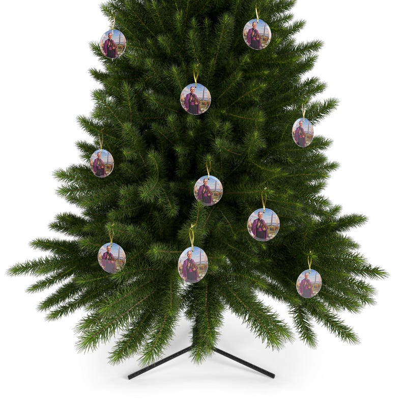 Fulton Sheen Glass Ornament, Catholic Christmas Gift, Blessed Archbishop Tree Decoration image 13