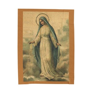 Jungfrau Maria Antike Heilige Karte (USA) Plüsch Decke Samt Katholisch Christliches Geschenk Bild 4