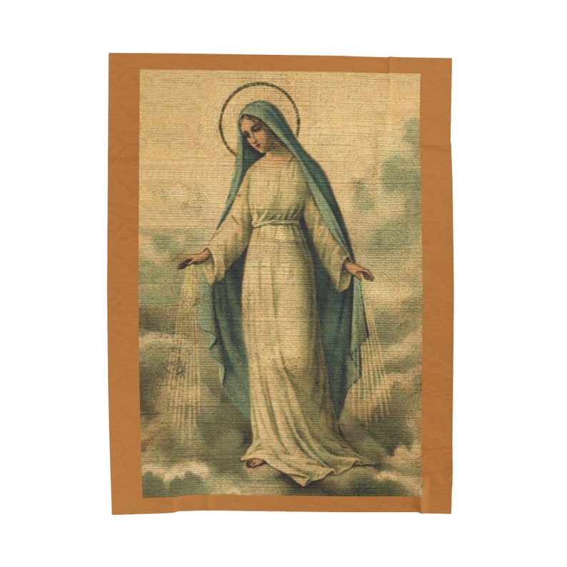 Jungfrau Maria Antike Heilige Karte (USA) Plüsch Decke Samt Katholisch Christliches Geschenk Bild 4