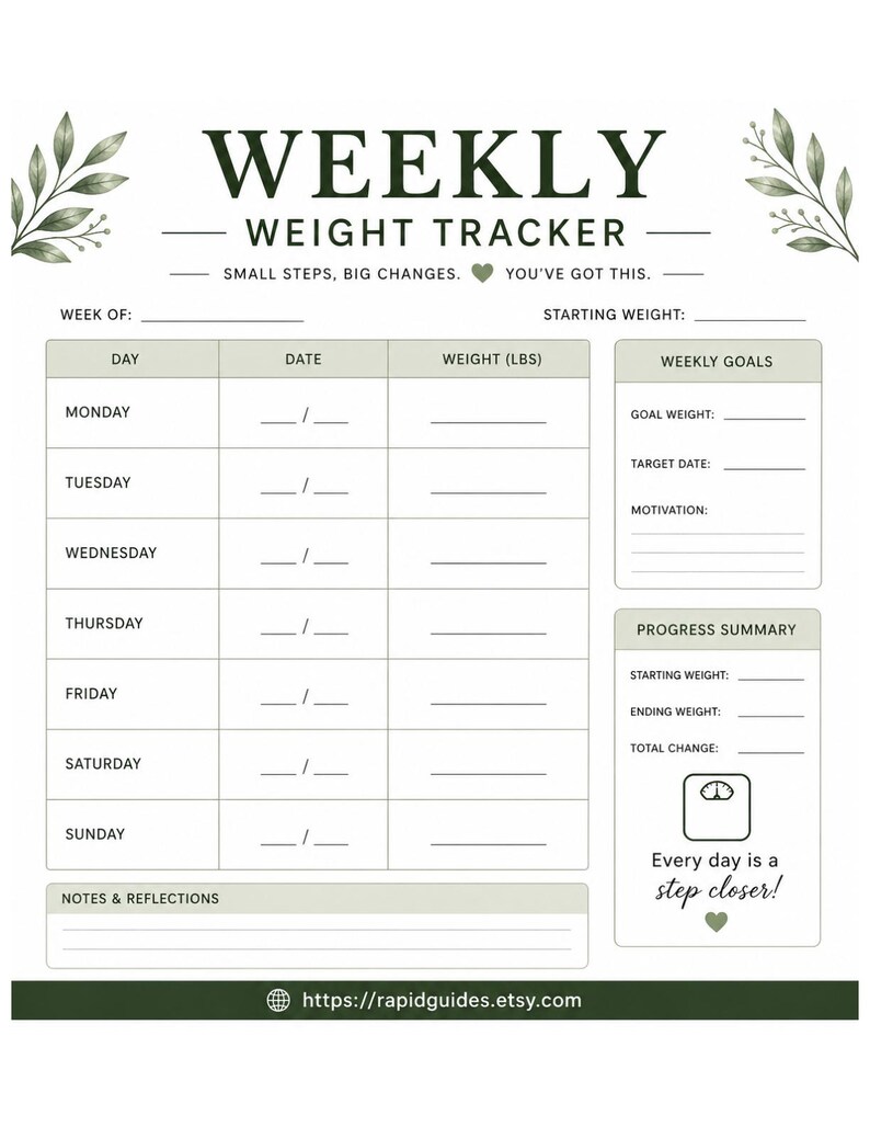 Weight Loss Tracker Printable - Etsy