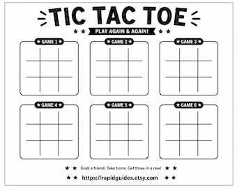 Tic Tac Toe Printable Game Sheet - Etsy