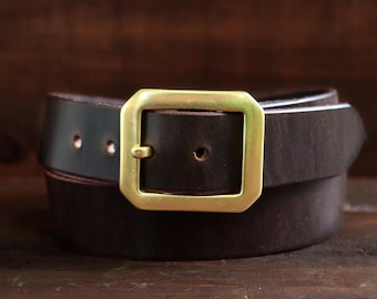 Made to Measure Garrison Mens Leather Belt // Handmade in Sweden // Custom Sized // Thick Full Grain Vegetable Tanned Leather Belt // Gürtel