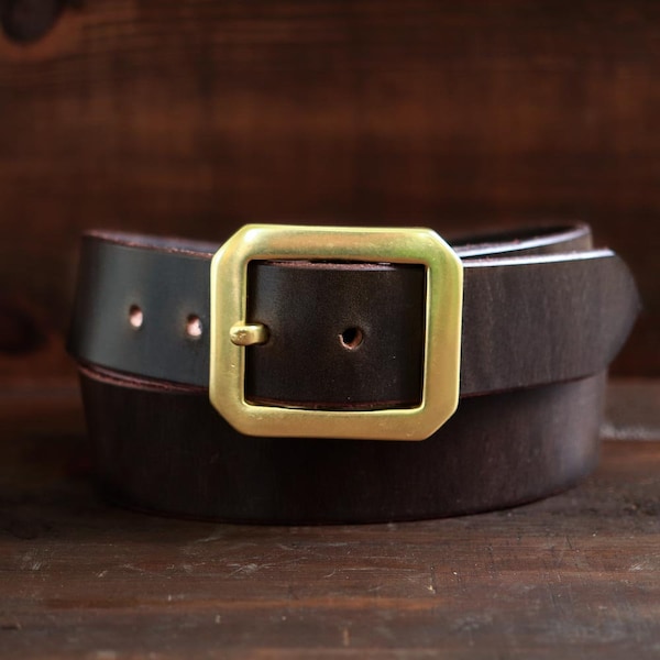 Made to Measure Garrison Mens Leather Belt // Handmade in Sweden // Custom Sized // Thick Full Grain Vegetable Tanned Leather Belt // Gürtel