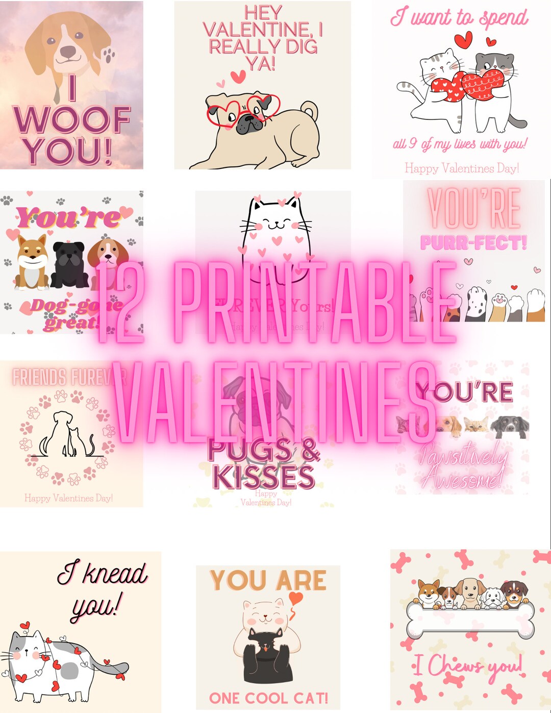 12 Printable Valentines - Etsy