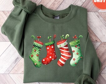 Very Merry Christmas Sweatshirt, Christmas Stockings, Christmas Gift for All, Merry and Bright Shirt, Christmas Stockings Sweatshirt