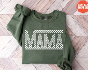 Mama Kariertes Sweatshirt, Muttertagsgeschenk, coole Mama, erstes Muttertagsgeschenk, personalisiertes Geschenk, Mamaleben-Shirt, neue Mutter Hoodie