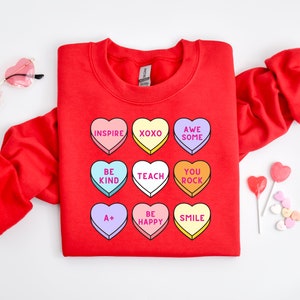 Positive Affirmations Sweatshirt, Teacher Valentine Sweatshirt, Women's Valentines Day Sweatshirt, Retro Heart Sweatshirt, Candy Heart Tee