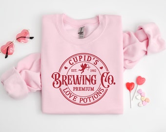 Valentines Day Sweatshirt, Cupid's Brewing Co Premium Love Potions Est 1982, Cupid Premium Sweater, Cute Valentines Day Gift, Lover Shirt