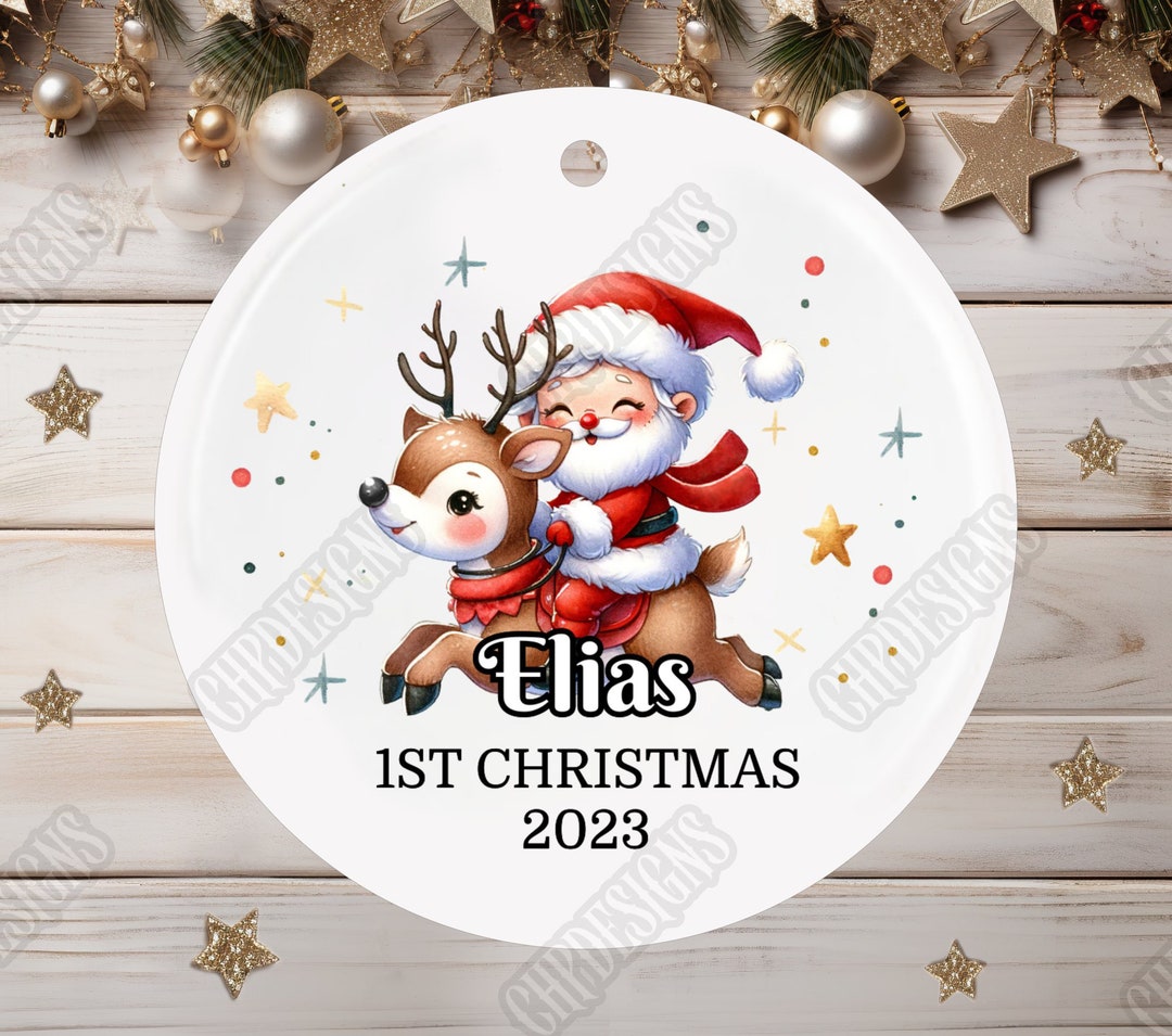 Baby's First Christmas, Personalized Ornament, Baby Boy Ornament, Santa