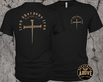 Iron Sharpens Iron T-Shirt, Proverbs 27:17 Christian Cross Tee