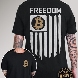 Bitcoin American Flag T-Shirt: Crypto Freedom Tee, Bella + Canvas image 2
