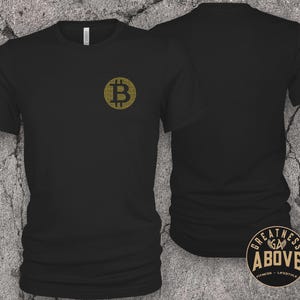 T-shirt code binaire Bitcoin | Imprimé graphique doré | Streetwear cryptographique