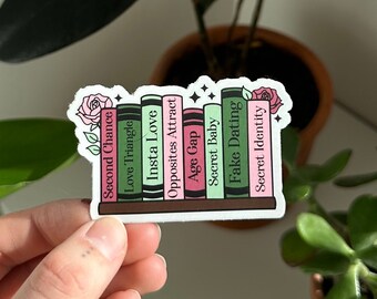 Romance Tropes Book Shelf Sticker, Reading Trope Stickers, Kindle Sticker, Second Chance Romance, Fake Dating, Book Lover