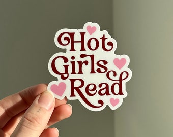 Chicas calientes leen pegatina, pegatina de lector de romance, pegatina de amantes de los libros, pegatina de libro lindo, pegatina de Kindle, me encantan los libros, pegatina de lectura