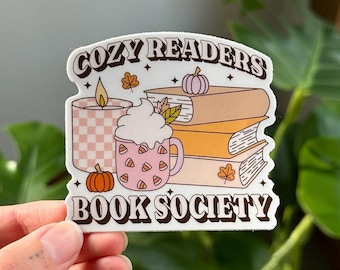 Cozy Readers Book Society Sticker, Cute Autumn Bookish Sticker, Fall Reader Sticker, Kindle Stickers, Book Lovers Collective, Cozy Girlie