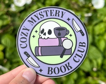 Klistermärke för mysig mysteriebokklubb, mysterieläsare, boklig klistermärke, bokälskarkollektiv, thrillerälskare-klistermärke, Kindle-klistermärke