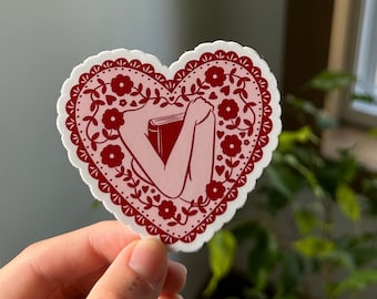 Bookish Heart Sticker, Reading Love Sticker, Cute Bookish Sticker, Book Lovers Sticker, Kindle Sticker, Book Obsessed, Books Are Life