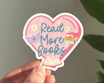 Read More Books Heart Sticker, Cute Bookish Sticker, Reader Sticker, Kindle Sticker, Book Lovers Collective Sticker, I Love Books,